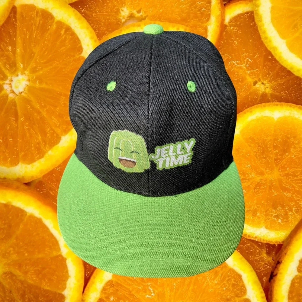 Jelly Time Kids Black Neon Green Snapback Baseball‎ Cap Hat